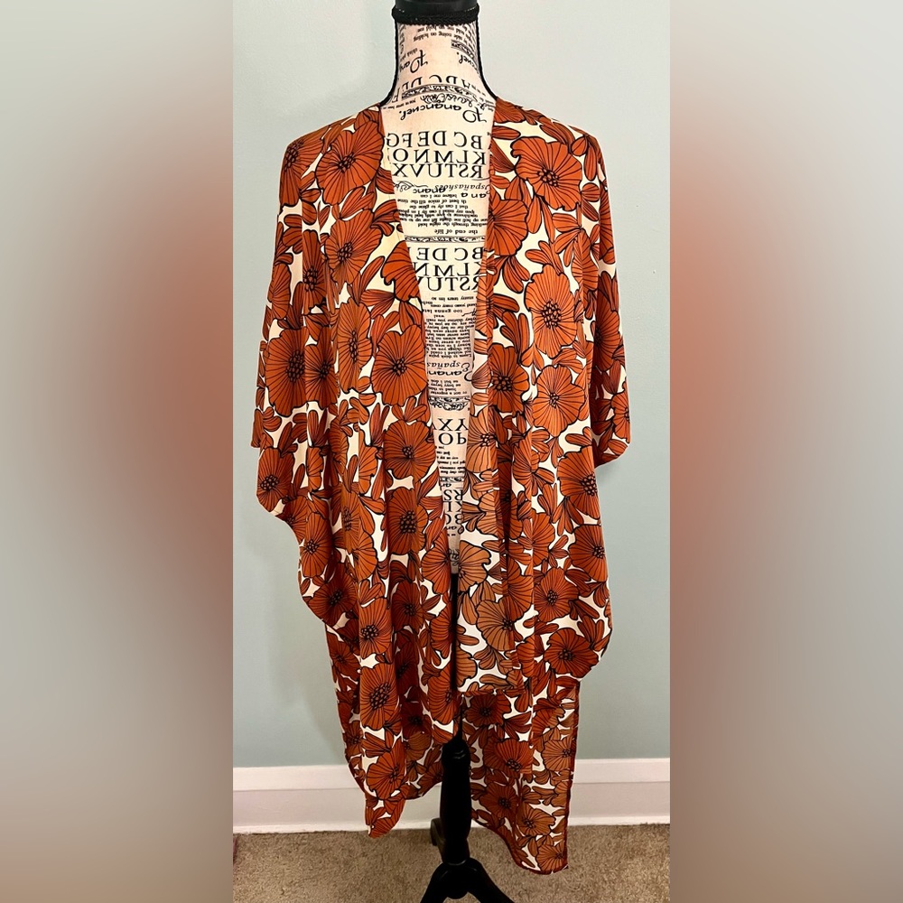 Orange floral kimono
